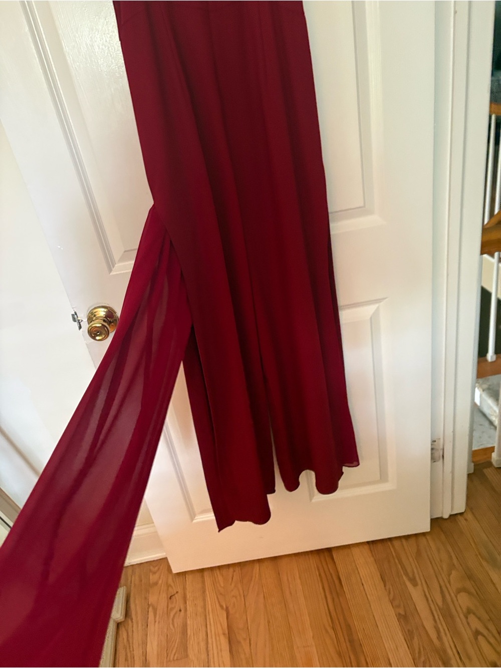 Halston Heritage Wine Wide-Leg Jumpsuit with Sheer Overlay